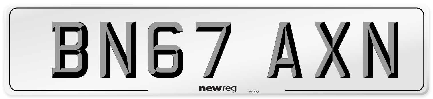 BN67 AXN Number Plate from New Reg